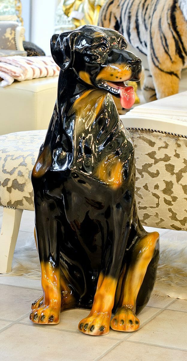 Black Porcelain Rottweiler Statue