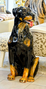 Black Porcelain Rottweiler Statue