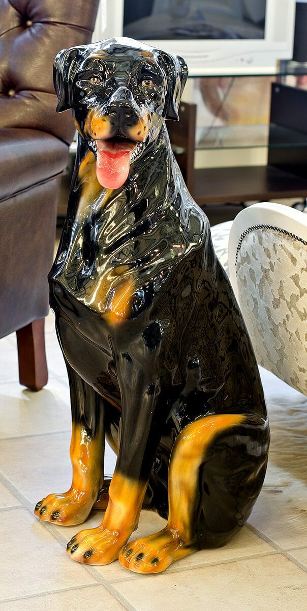 Black Porcelain Rottweiler Statue