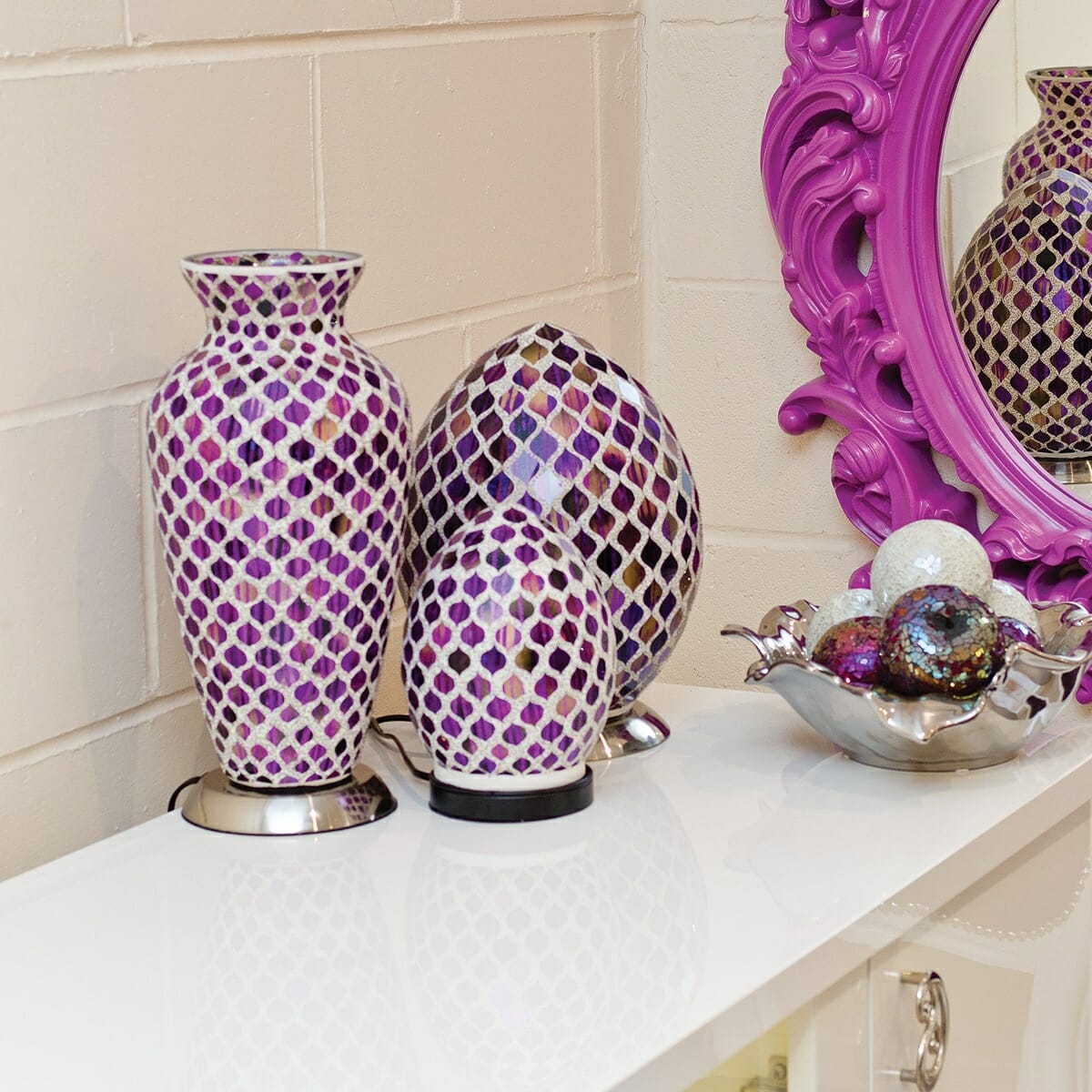 Purple Tile Mosaic Egg Lamp